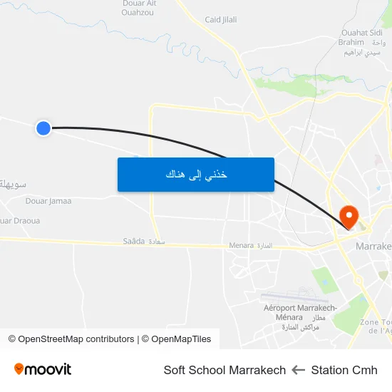 Station Cmh to Soft School Marrakech map