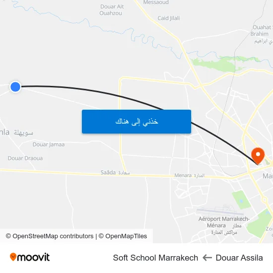 Douar Assila to Soft School Marrakech map