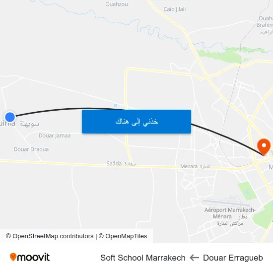 Douar Erragueb to Soft School Marrakech map