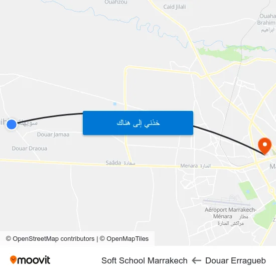 Douar Erragueb to Soft School Marrakech map