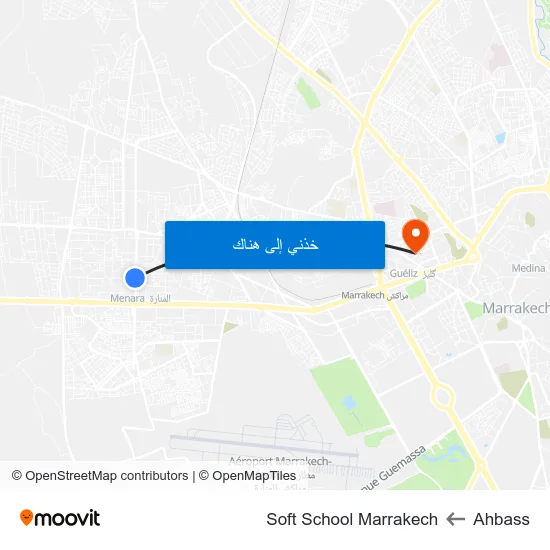 Ahbass to Soft School Marrakech map