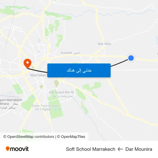 Dar Mounira to Soft School Marrakech map