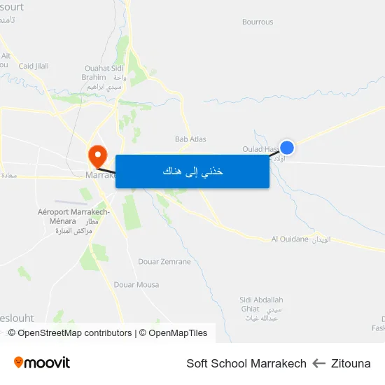 Zitouna to Soft School Marrakech map
