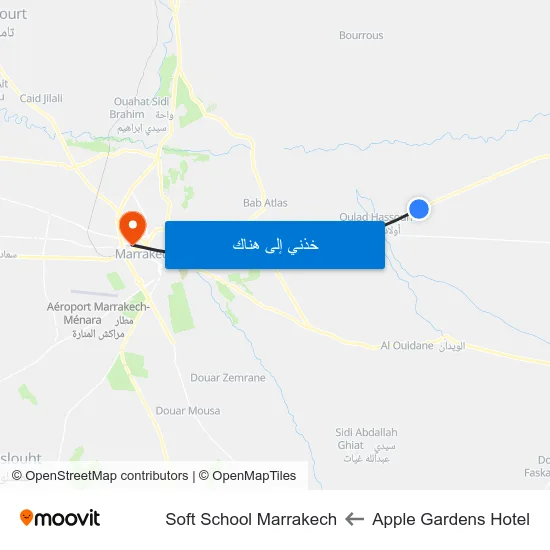 Apple Gardens Hotel to Soft School Marrakech map