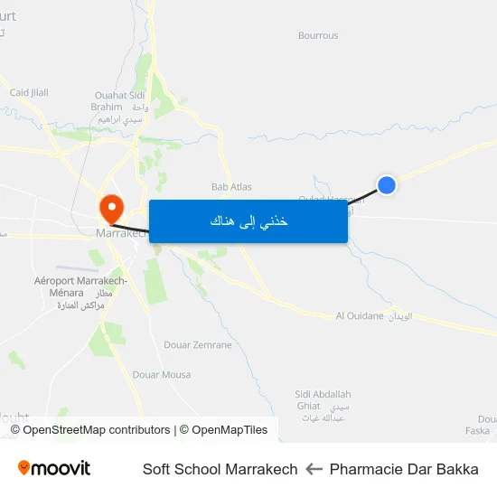 Pharmacie Dar Bakka to Soft School Marrakech map