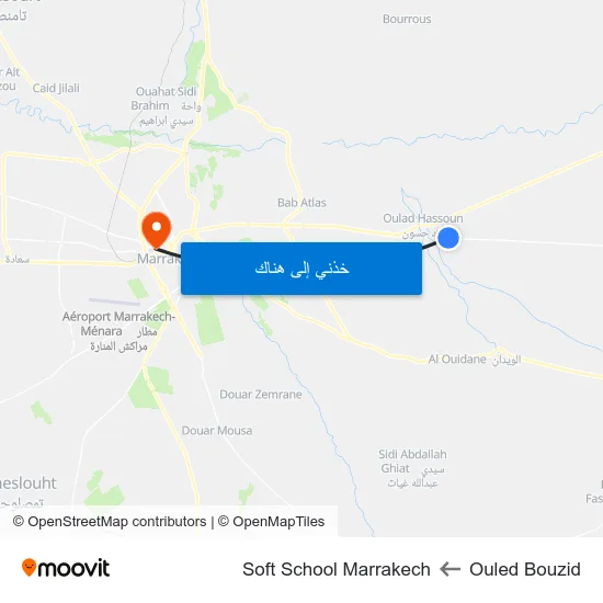 Ouled Bouzid to Soft School Marrakech map