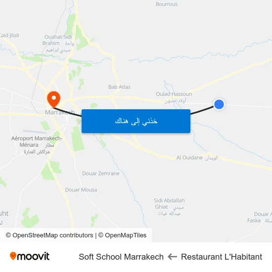 Restaurant L'Habitant to Soft School Marrakech map