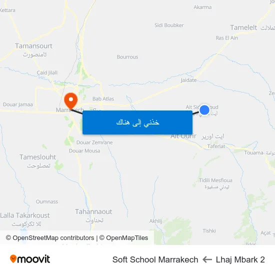 Lhaj Mbark 2 to Soft School Marrakech map