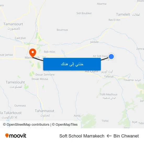 Bin Chwanet to Soft School Marrakech map