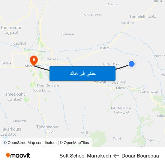 Douar Bourebaa to Soft School Marrakech map