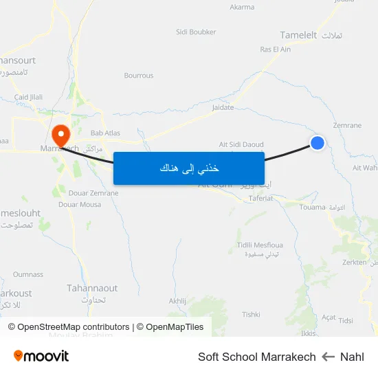 Nahl to Soft School Marrakech map