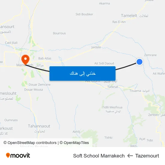 Tazemourt to Soft School Marrakech map