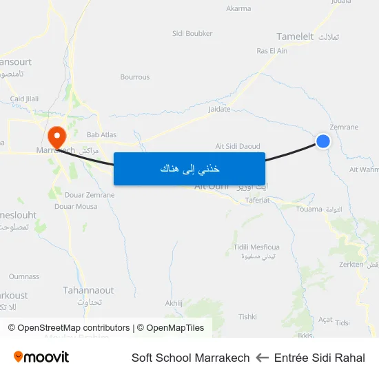Entrée Sidi Rahal to Soft School Marrakech map