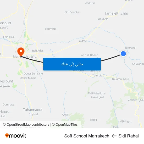 Sidi Rahal to Soft School Marrakech map