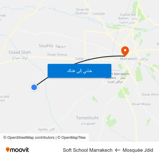 Mosquée Jdid to Soft School Marrakech map