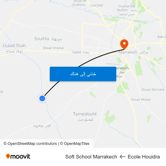 Ecole Houidra to Soft School Marrakech map