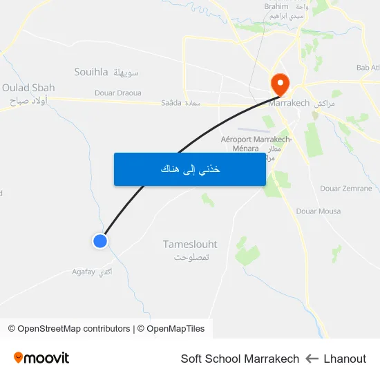 Lhanout to Soft School Marrakech map