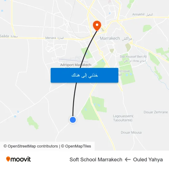 Ouled Yahya to Soft School Marrakech map
