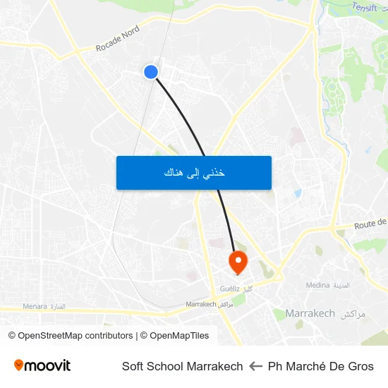 Ph Marché De Gros to Soft School Marrakech map