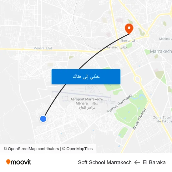 El Baraka to Soft School Marrakech map