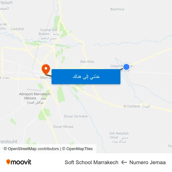 Numero Jemaa to Soft School Marrakech map