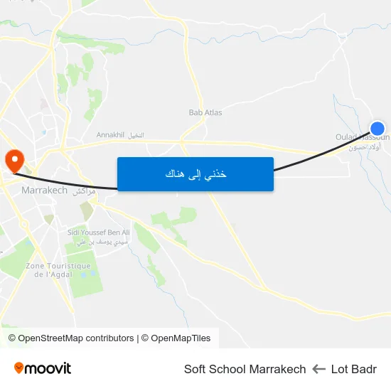 Lot Badr to Soft School Marrakech map