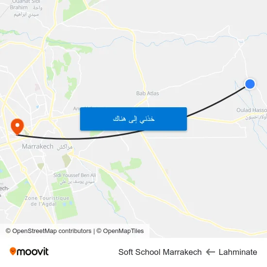 Lahminate to Soft School Marrakech map