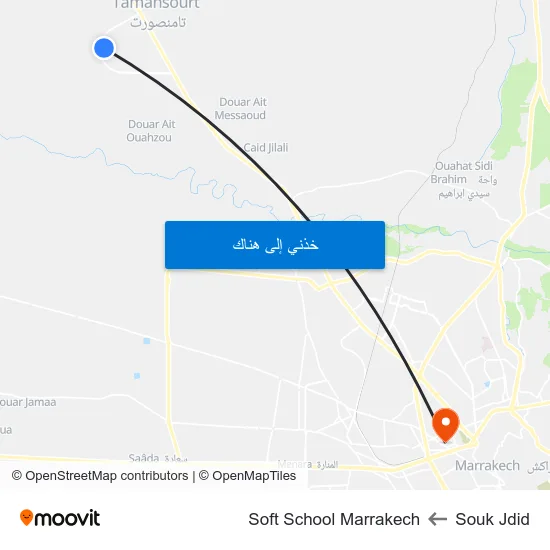 Souk Jdid to Soft School Marrakech map