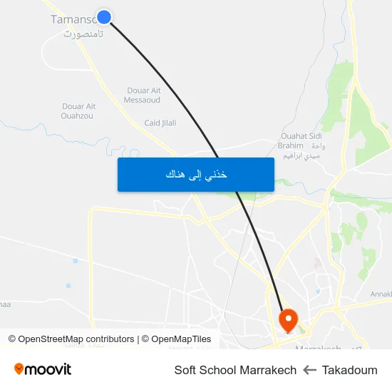 Takadoum to Soft School Marrakech map