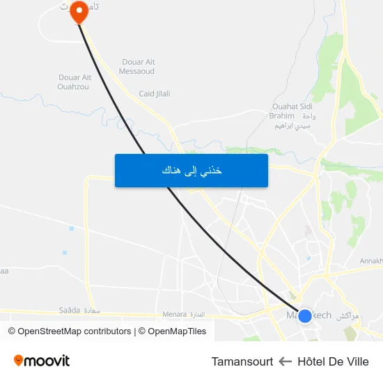 Hôtel De Ville to Tamansourt map