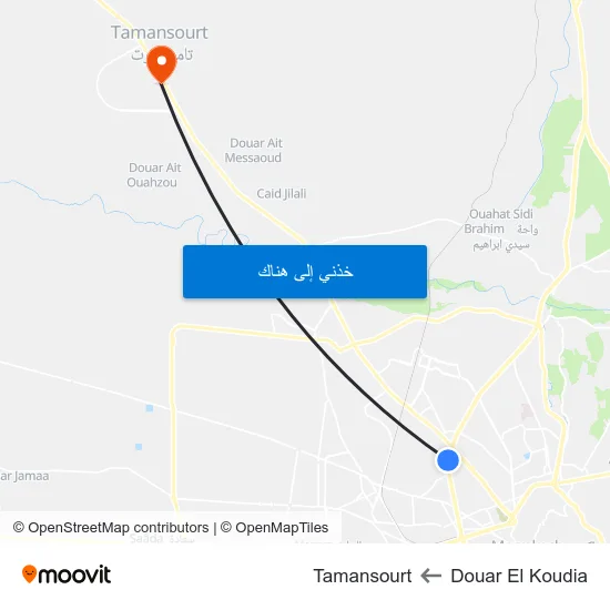 Douar El Koudia to Tamansourt map
