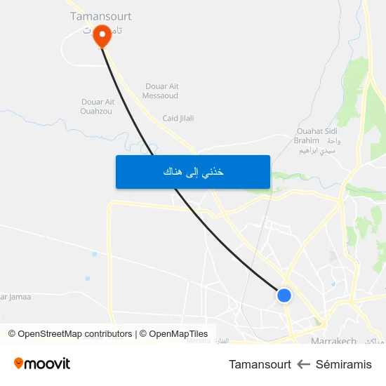 Sémiramis to Tamansourt map