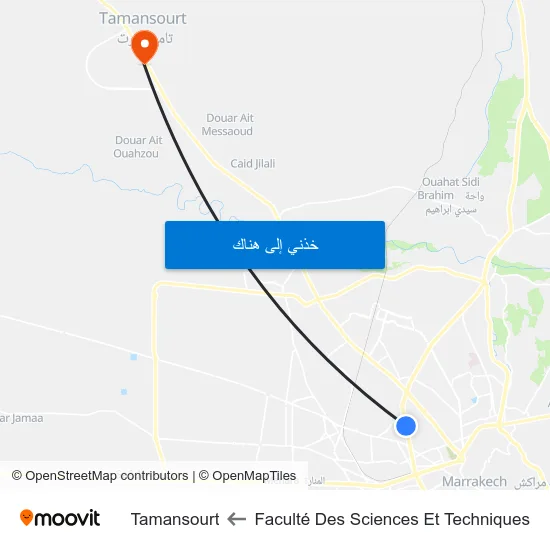 Faculté Des Sciences Et Techniques to Tamansourt map