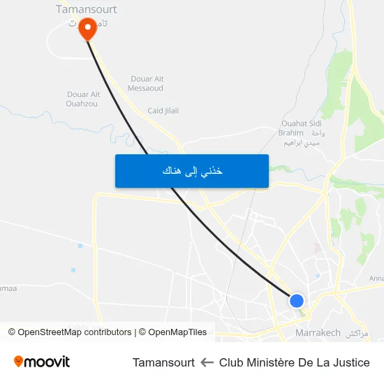 Club Ministère De La Justice to Tamansourt map