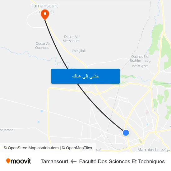 Faculté Des Sciences Et Techniques to Tamansourt map