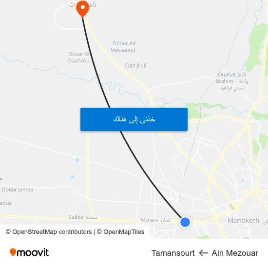 Ain Mezouar to Tamansourt map