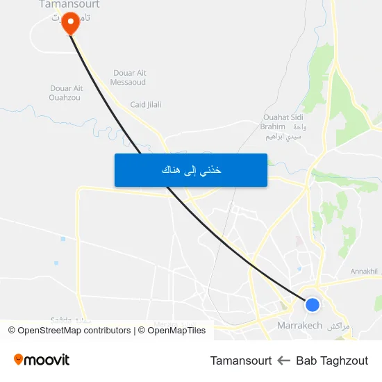 Bab Taghzout to Tamansourt map