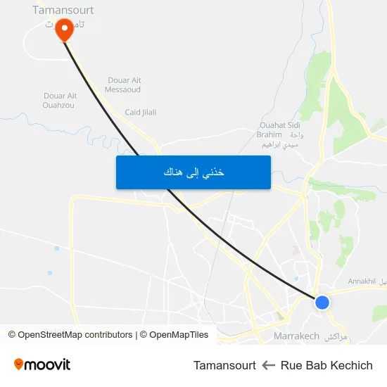 Rue Bab Kechich to Tamansourt map