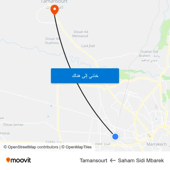 Saham Sidi Mbarek to Tamansourt map