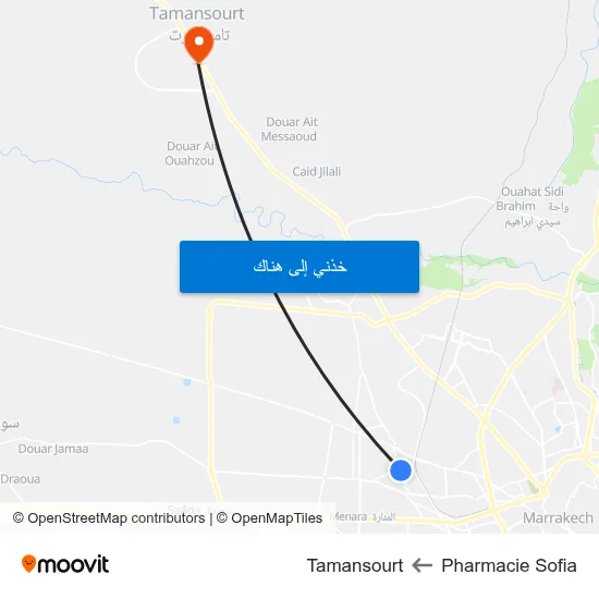Pharmacie Sofia to Tamansourt map