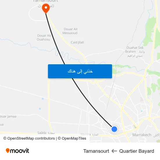 Quartier Bayard to Tamansourt map