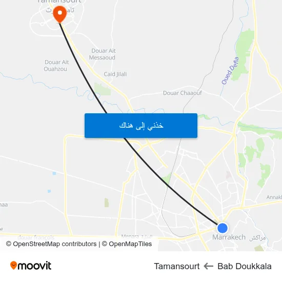 Bab Doukkala to Tamansourt map