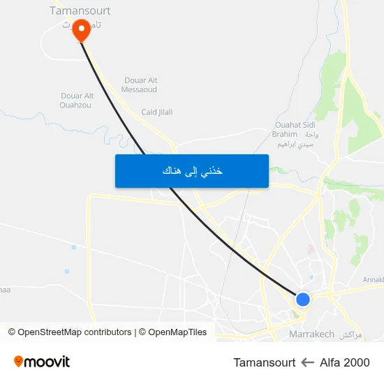 Alfa 2000 to Tamansourt map