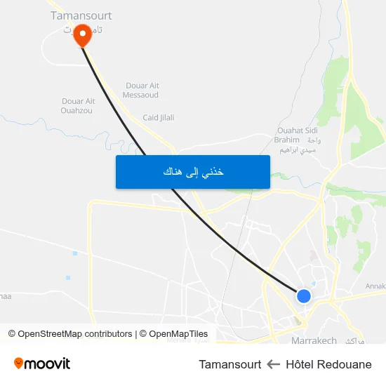 Hôtel Redouane to Tamansourt map