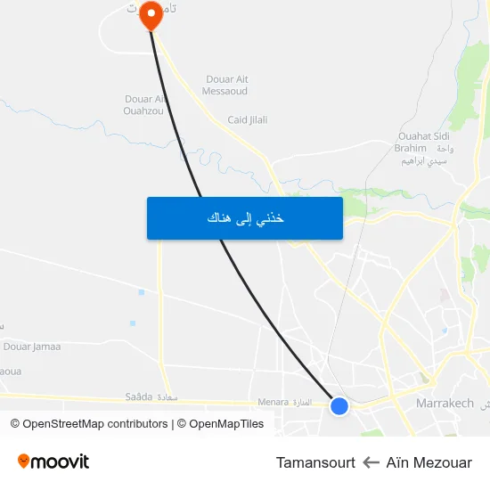 Aïn Mezouar to Tamansourt map