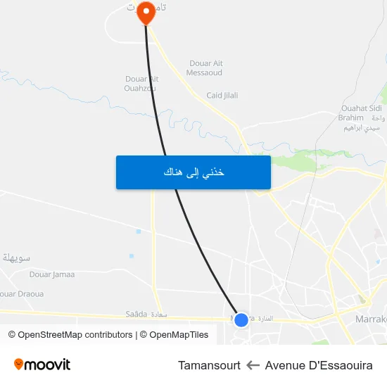 Avenue D'Essaouira to Tamansourt map
