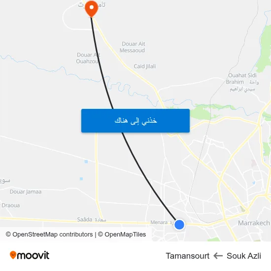 Souk Azli to Tamansourt map