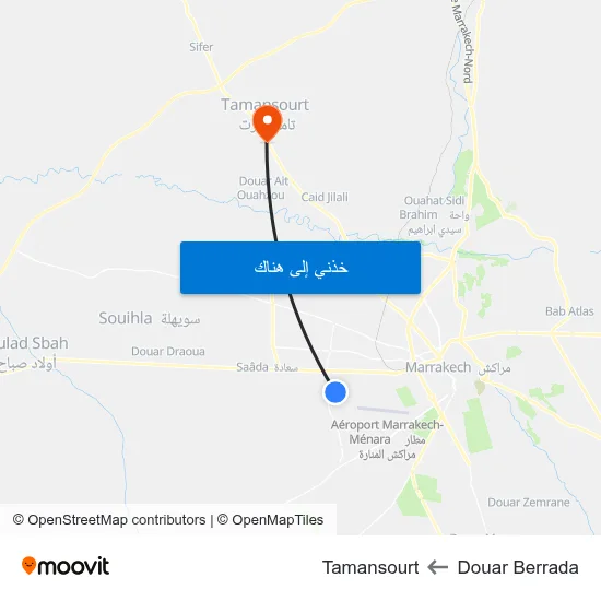 Douar Berrada to Tamansourt map