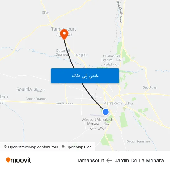 Jardin De La Menara to Tamansourt map