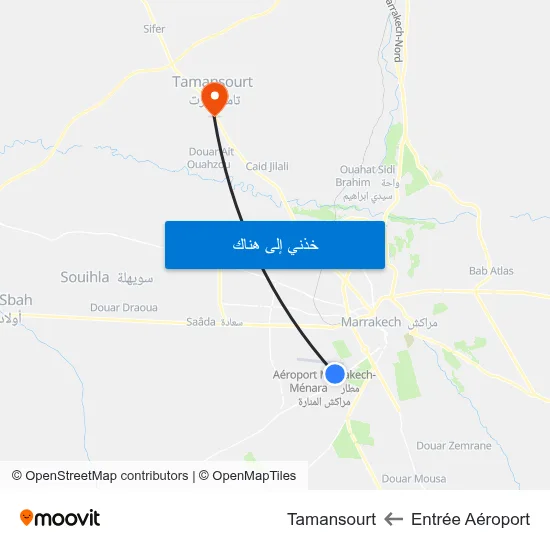 Entrée Aéroport to Tamansourt map